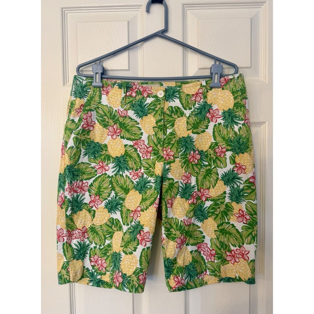 MINT Talbots Summer Tropical Palm Flowers Pineapple Womens Shorts Bottoms Sz 14